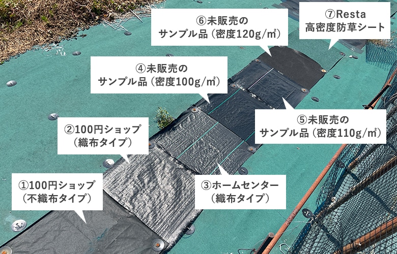 防草シートの耐候性を比較